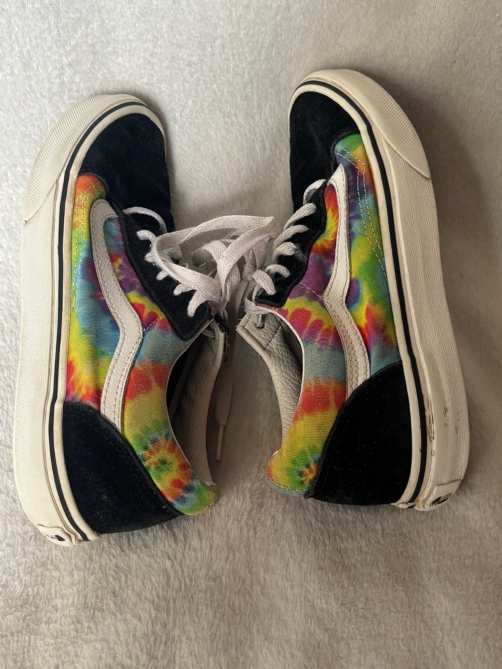Vans Old Skool Tie Dye Sneakers Youth 3 / Women’s 5 Rainbow Black White - Picture 6 of 10
